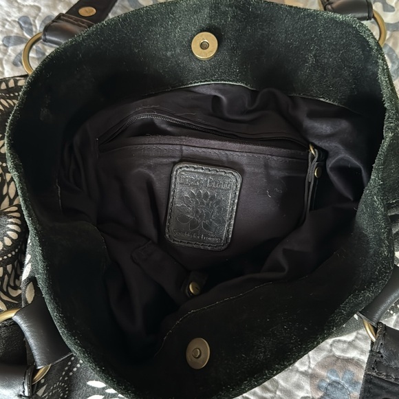 Lucky Brand Boho Bag Cotton With Suede Trim - Picture 11 of 16